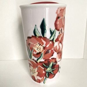 Starbucks Ceramic Mug Floral Gold w/Lid